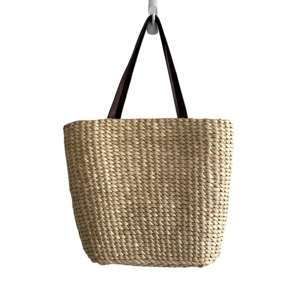 STRAW Woven Tote Bag Purse American USA Flag
Leather Handles - Picture 4 of 9